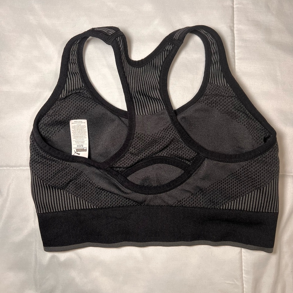 Puma Black Sports Bra with Racerback Design - Picture 2 of 2